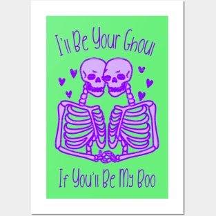 “I’ll Be Your Ghoul If You’ll Be My Boo” Skeletons in Love Posters and Art